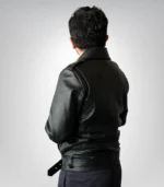 Premium 90s black biker jacket – handmade top-grain leather motorcycle style