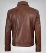 Cognac brown Harrington jacket for men – genuine leather bomber style