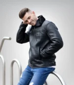 Black sheepskin leather bomber jacket for men – B3 aviator style