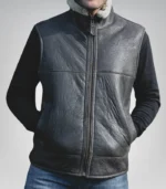 Men’s Sheepskin Aviator Gilet– Genuine Leather Bodywarmer for Winter - Image 4