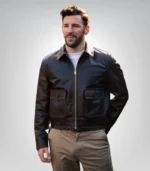 Men’s genuine leather aviator jacket – classic brown A2 bomber coat