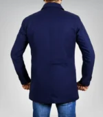 Blue long cotton coat for men – timeless casual style