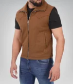 Vintage brown suede vest for men – genuine leather Whelmin design