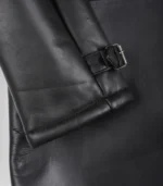 Men’s Black 3/4 Length Genuine Leather Coat with Faux Shearling Lining - Image 4