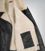 Men’s Dark Brown Biker Shearling Leather Jacket – Asymmetrical Winter Style - Image 3