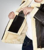 Dark Brown Women’s Leather Bomber Jacket – Real Lambskin B3 Shearling Design