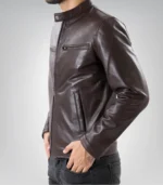 Men’s Brown Pure Sheep Leather Zipper Jacket – Classic & Modern Style - Image 5