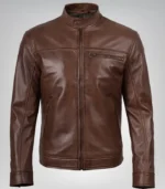 Classic men’s cognac biker jacket – premium motorcycle design outerwear