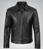 Men's Black Harrington Leather Jacket Real Leather, Classic Mike Style - Image 4