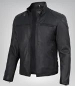 Men’s real leather biker jacket – matte black motorcycle style, 100% lambskin