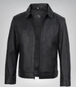Matte black biker jacket for men – genuine lambskin leather design