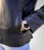 Men’s premium aniline sheepskin jacket – black real leather biker design