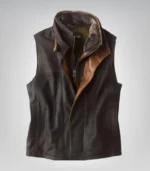 Vintage leather vest – cowboy western design with shearling collar