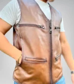 Men’s casual leather vest – premium genuine leather design