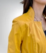 Premium sports jacket – yellow genuine leather outerwear for men
