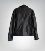 Women’s classic black leather biker coat – elegant streetwear