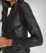 Women’s Black Leather Jacket 100% Lambskin with Gunmetal Zipper