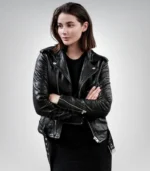 Women’s black leather blazer coat – short street style jacket
