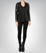 Women’s Black Leather Blazer Coat Short Street Style Jacket