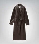 Stylish women’s leather coat – long trench outerwear fashion
