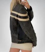 Premium women’s leather biker jacket – vintage 90s racing outerwear