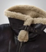 Women’s double-collared aviator jacket – brown faux leather B3 bomber