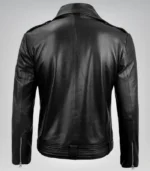 Classic men’s asymmetrical black leather jacket – premium moto biker style with belt