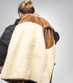 Men’s Western Shearling Vest in Tobacco Brown – Suede Leather Gilet - Image 8