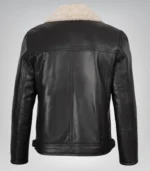 Men’s Dark Brown Biker Shearling Leather Jacket – Asymmetrical Winter Style - Image 4