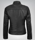 Women’s Black Lambskin Biker Leather Jacket – Tailored Moto Style - Image 5