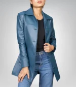 Stylish women’s black leather car coat – classic and elegant outerwear look