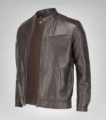 Men’s Brown Pure Sheep Leather Zipper Jacket – Classic & Modern Style - Image 6