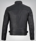 Men’s Matte Black Leather Moto Jacket Slim Fit Biker Style - Image 5
