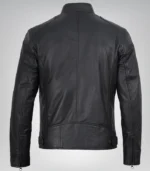 Classic men’s matte black real leather biker jacket – premium motorcycle wear
