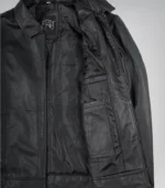 Men’s Matte Black Leather Harrington Jacket Real Lambskin, Classic Style - Image 5