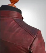 Handmade red leather biker jacket for men – premium quilted party coat