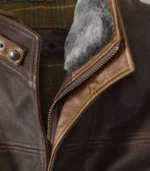 Classic brown leather vest – western outerwear with shearling detail