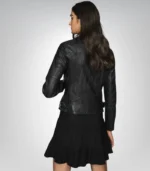 Stylish women’s black leather jacket – real lambskin fashion coat