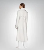 Classic women’s leather trench coat – off-white long elegant style