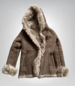 Classic women’s shearling hooded coat – handmade suede Afghan style outerwear