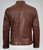 Modern biker jacket for men in premium cognac leather finish
