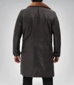 Men’s Dark Brown Leather Shearling Coat 3/4 Length - Image 6