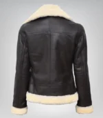 Women’s Dark Brown B3 Shearling Leather Bomber Jacket – Genuine Lambskin - Image 5