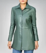 Women’s 3/4 Length Genuine Leather Car Coat – Classic & Elegant Design - Image 7