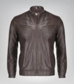 Men’s Brown Pure Sheep Leather Zipper Jacket – Classic & Modern Style - Image 2