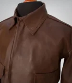 Men’s Classic Brown Leather Bomber Jacket – Vintage Aviator Style
