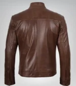 Men’s genuine cognac leather motorcycle jacket – biker style slim fit
