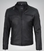 Men’s Real Leather Biker Jacket Matte Black Motorcycle Style, 100% Lambskin - Image 6