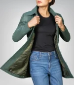 Women’s 3/4 Length Genuine Leather Car Coat – Classic & Elegant Design - Image 6