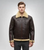 Men’s warm shearling bomber jacket – RAF B3 real sheepskin flight coat